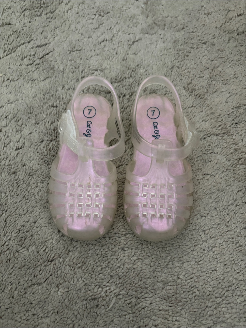 Cat & Jack Clear Translucent Jelly Sandals with Glitter Accent 7 Toddler